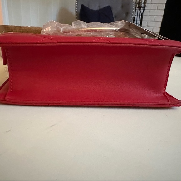 Badgley Mischka Red Quilted Satchel